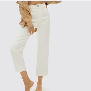 Everlane Straight Leg Crop Pants in Bone White, Size 12